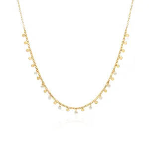 Anna Beck Circle Charm and Pearl Necklace - Gold Plated