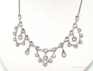 Antique Crystal Sterling Silver Necklace 16"