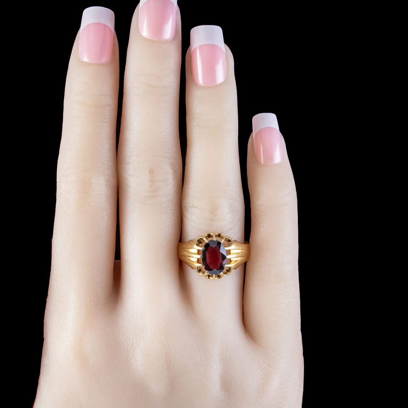 Antique Edwardian Garnet Signet Ring 3ct Garnet Dated 1915