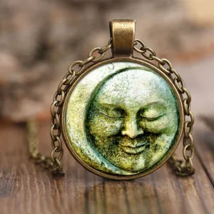 Antique Sun and Moon Pendant - Medieval Style Half Moon Crescent Moon Ethnic Necklace - Boho Sun Moon Jewelry