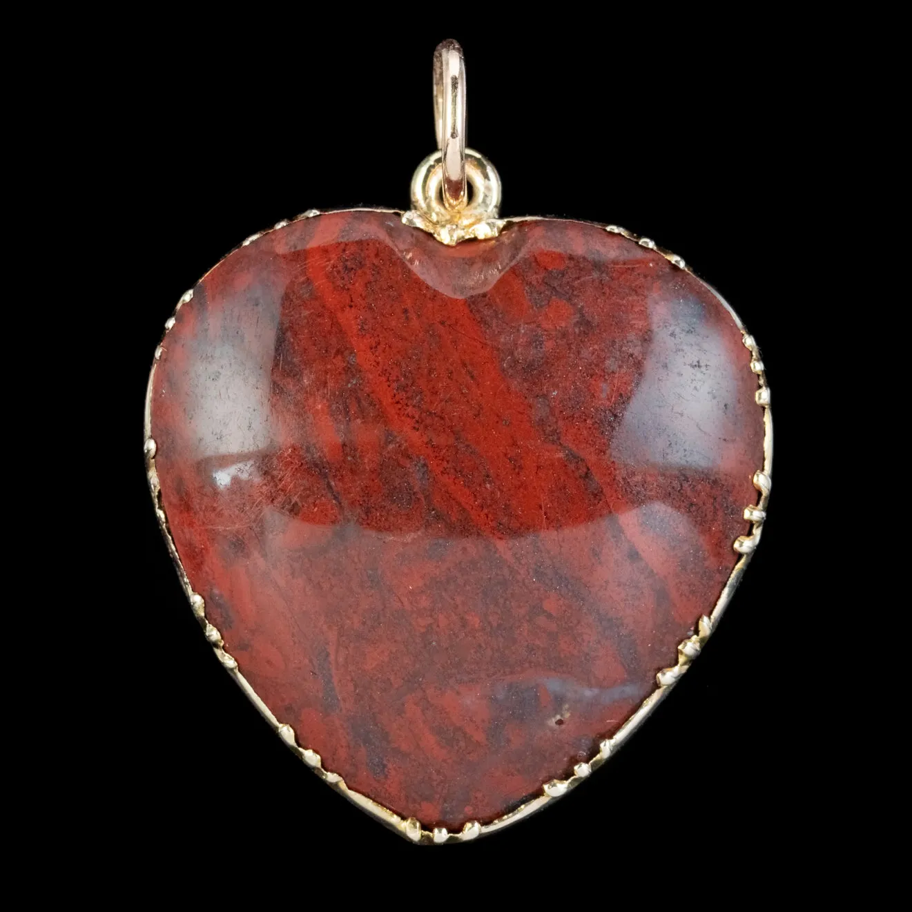 Antique Victorian Agate Heart Pendant 18ct Gold Circa 1890