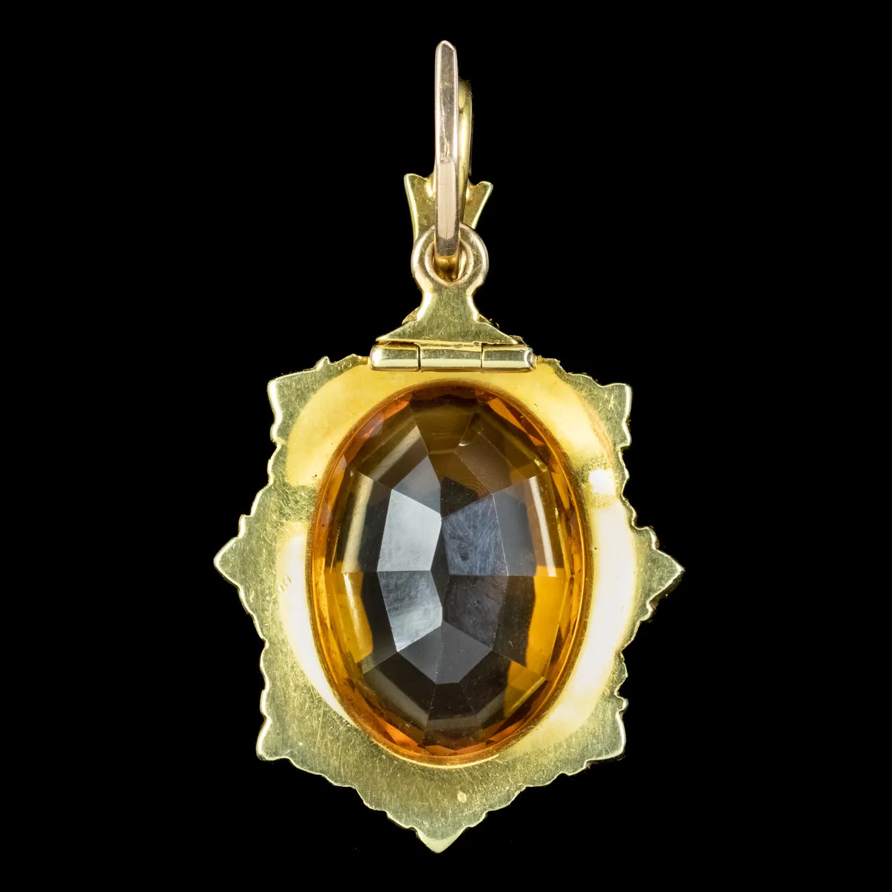 Antique Victorian Citrine Pearl Pendant 15ct Gold