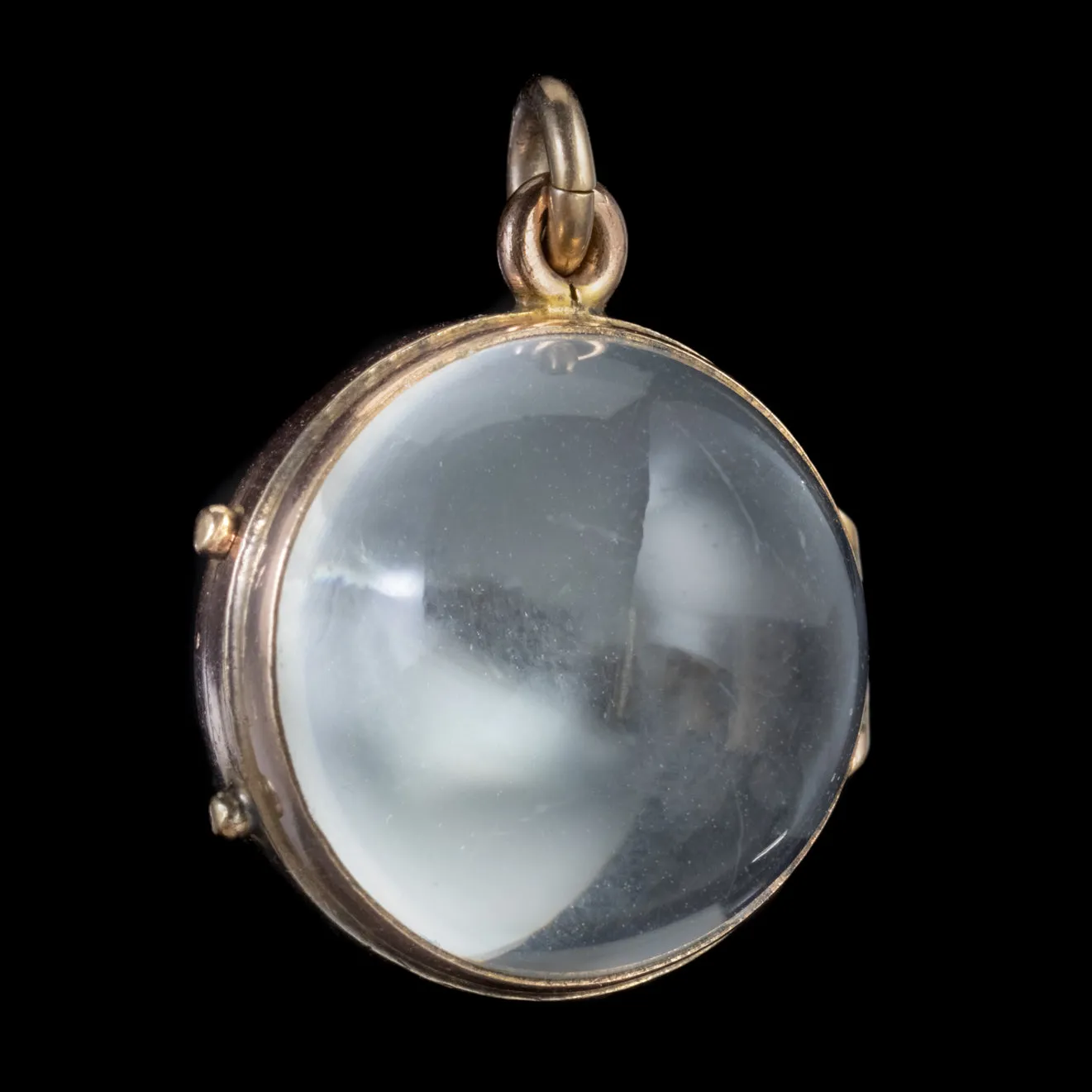 Antique Victorian Glass Globe Locket Pendant 9Ct Gold Circa 1900