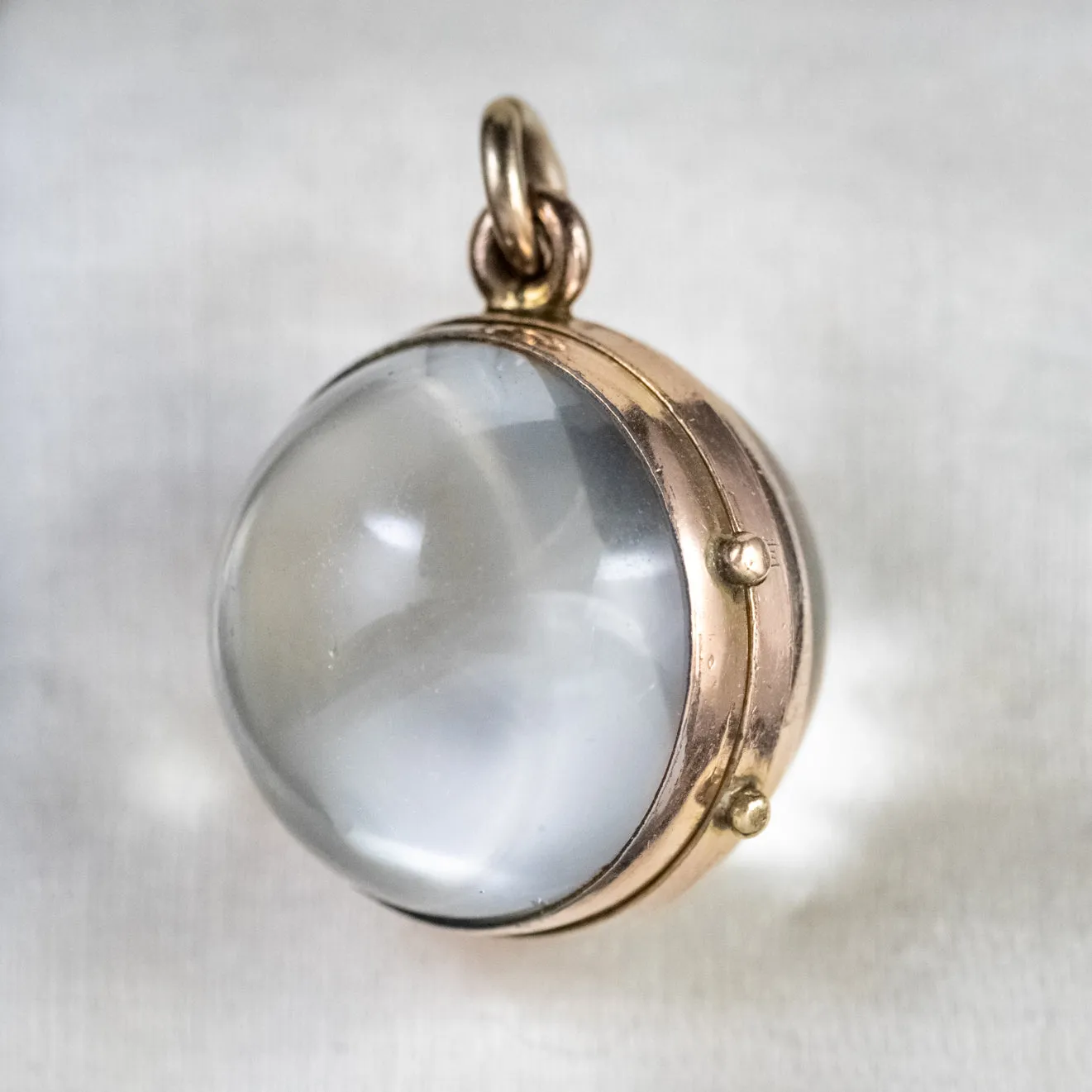 Antique Victorian Glass Globe Locket Pendant 9Ct Gold Circa 1900