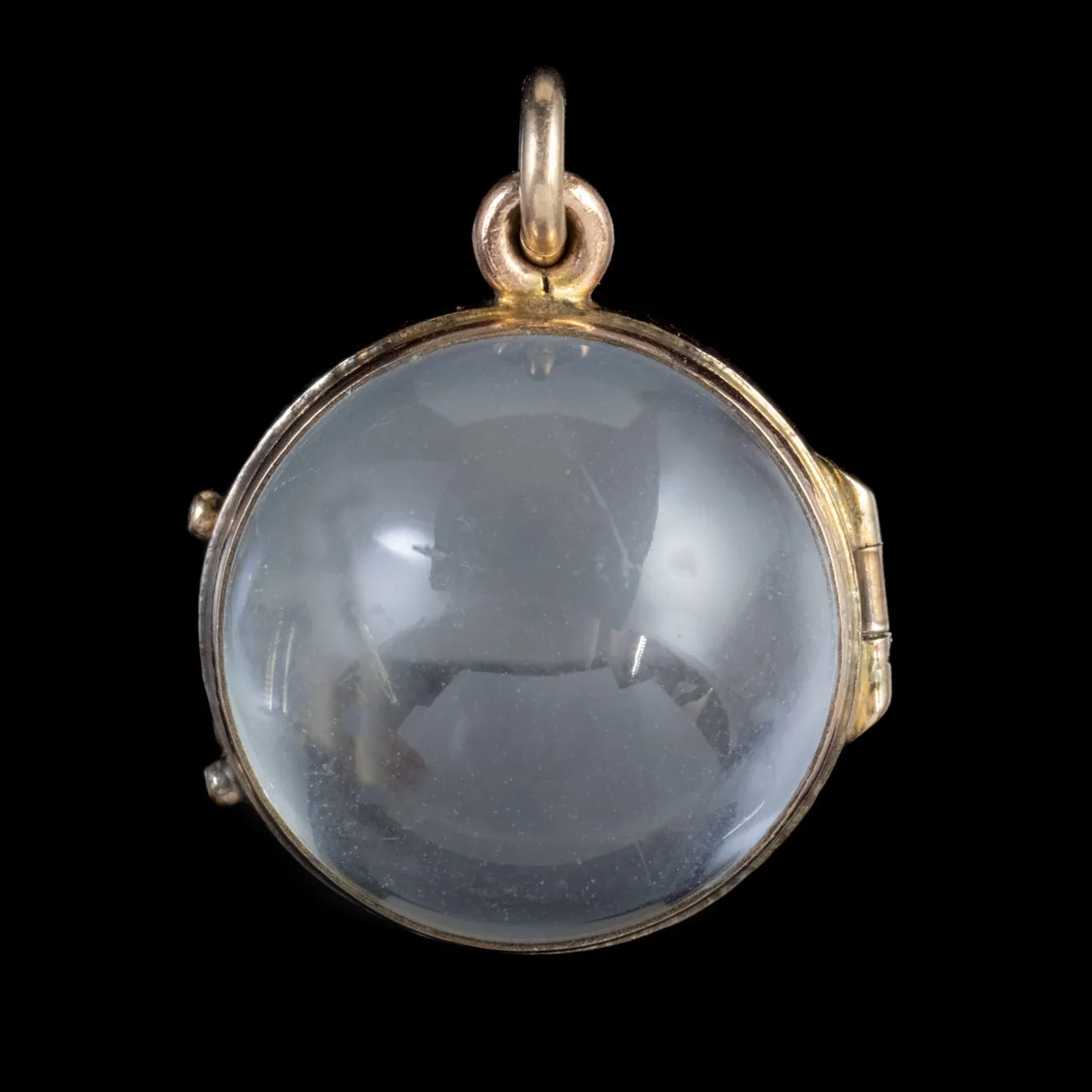 Antique Victorian Glass Globe Locket Pendant 9Ct Gold Circa 1900