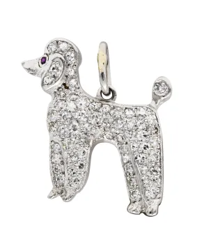 Art Deco 1.00 CTW Pave Diamond Platinum Poodle Charm