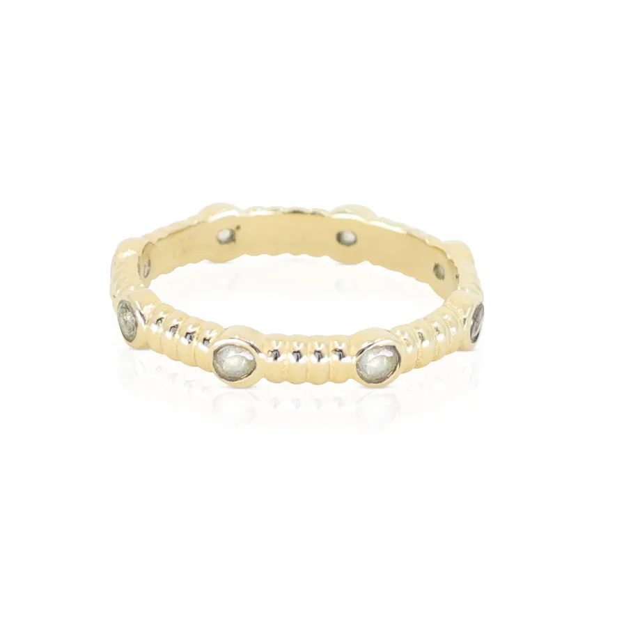 Asymmetric Moonstone Gold Stacker