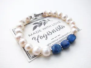 Bora Bora Freshwater Pearl and Blue Kyanite Bracelet