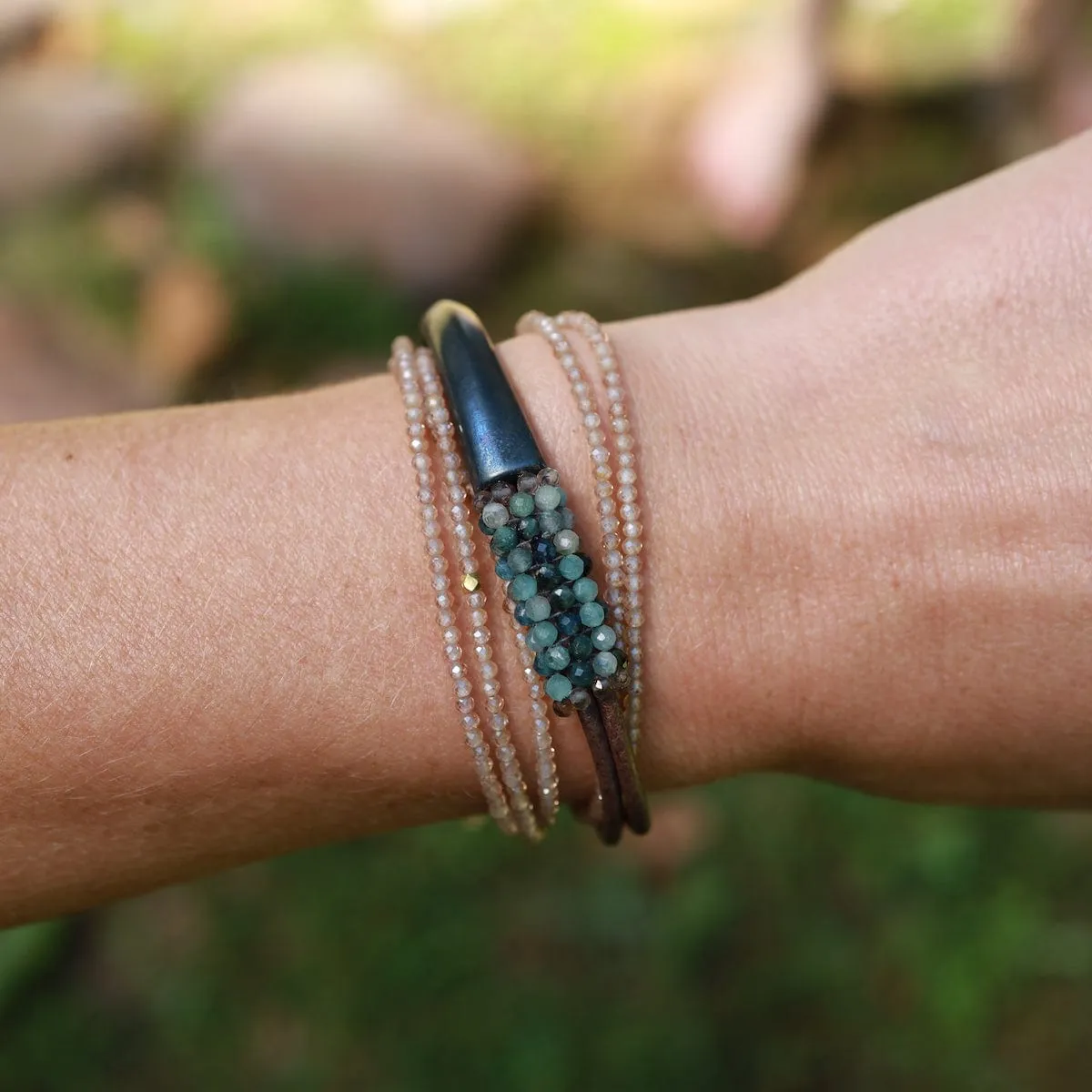 Brown Zircon Wrap Bracelet & Necklace