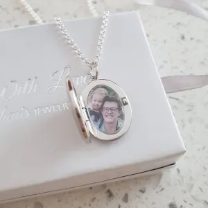 CAS101933 - 925 Sterling Silver Personalized Photo Locket Necklace