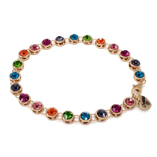 Charm It! Gold Rainbow Rhinestone Bracelet