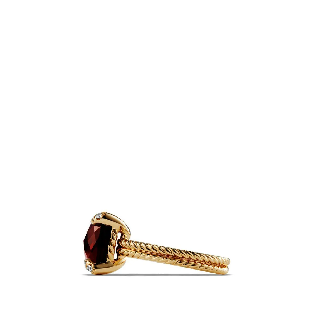 Chatelaine Ring with Garnet and Diamonds in 18K Gold