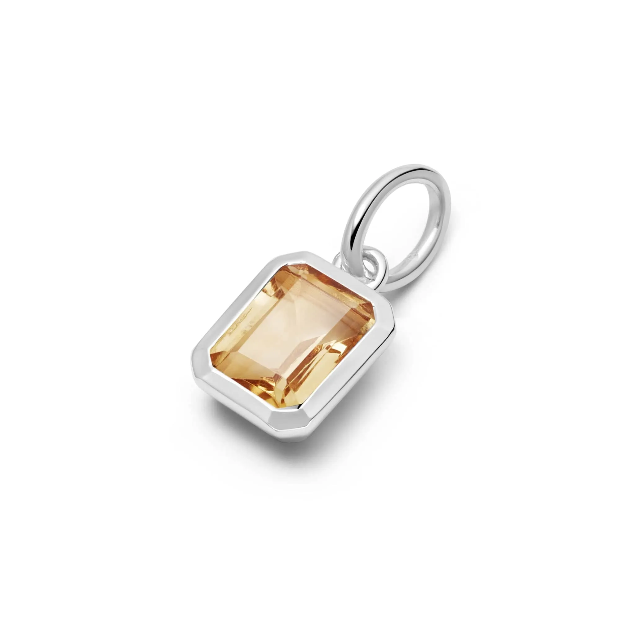 Citrine November Birthstone Charm Pendant Sterling Silver