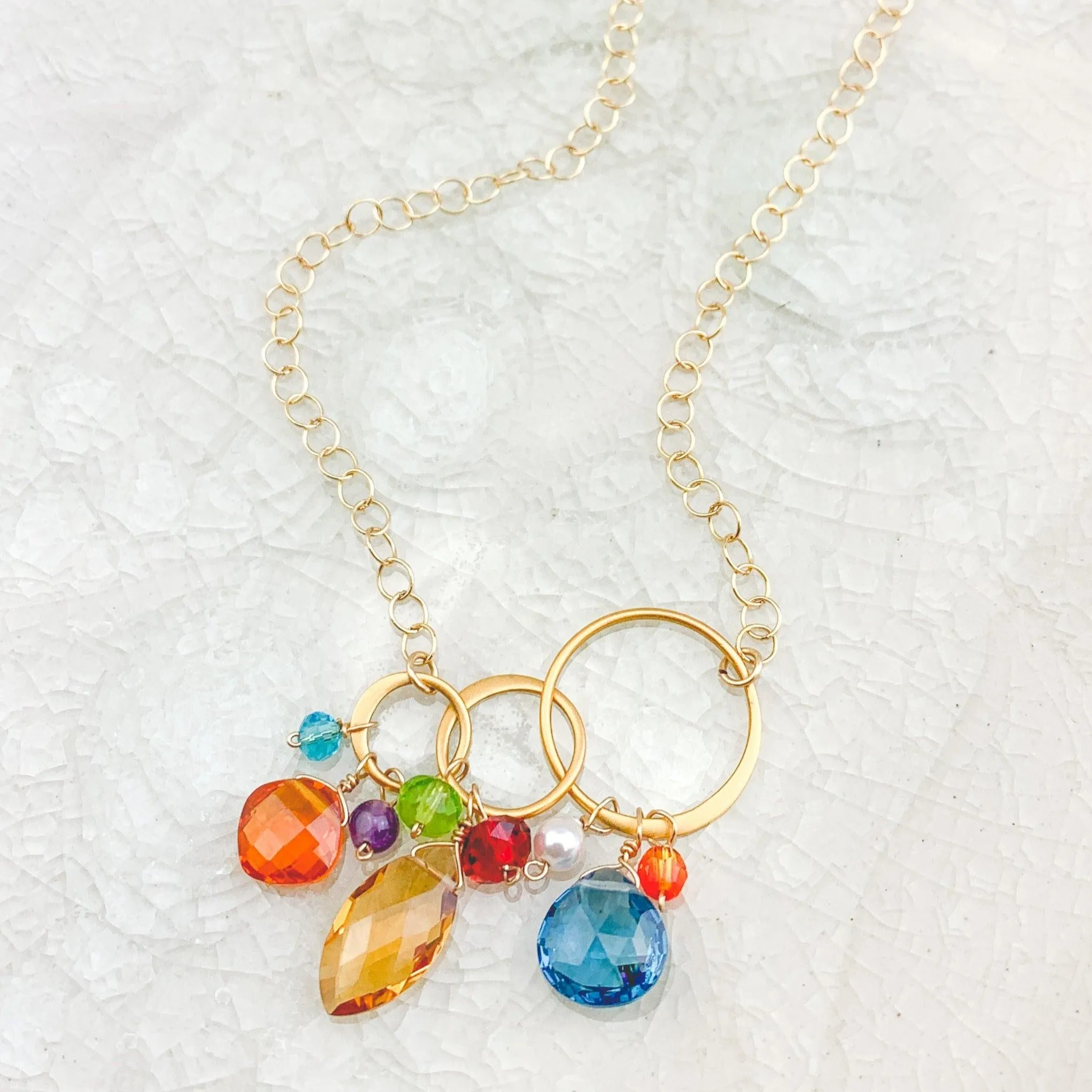 Colorful Joy Link Necklace with Marquee Center