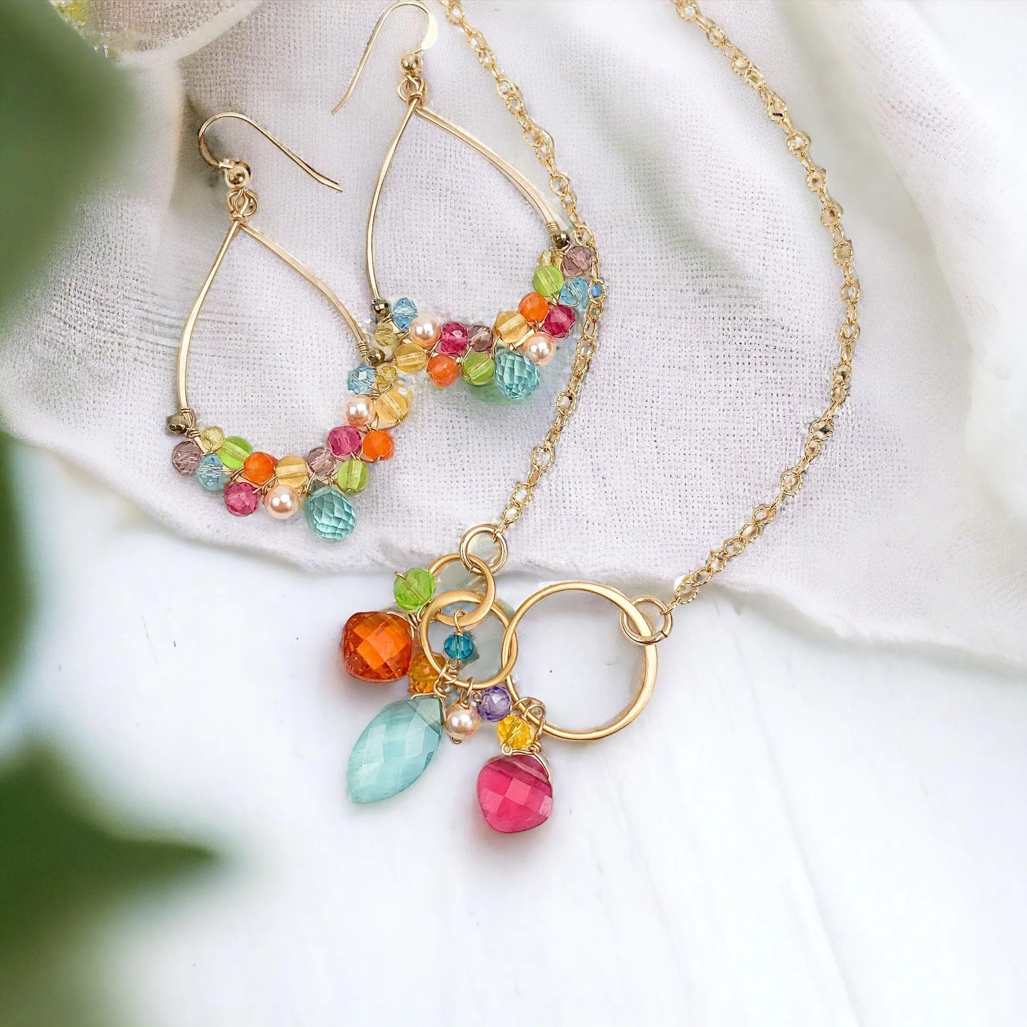 Colorful Joy Link Necklace with Marquee Center