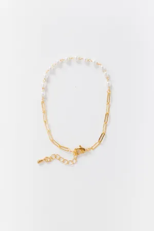 Cove Delicate Pearl Paperclip Bracelet