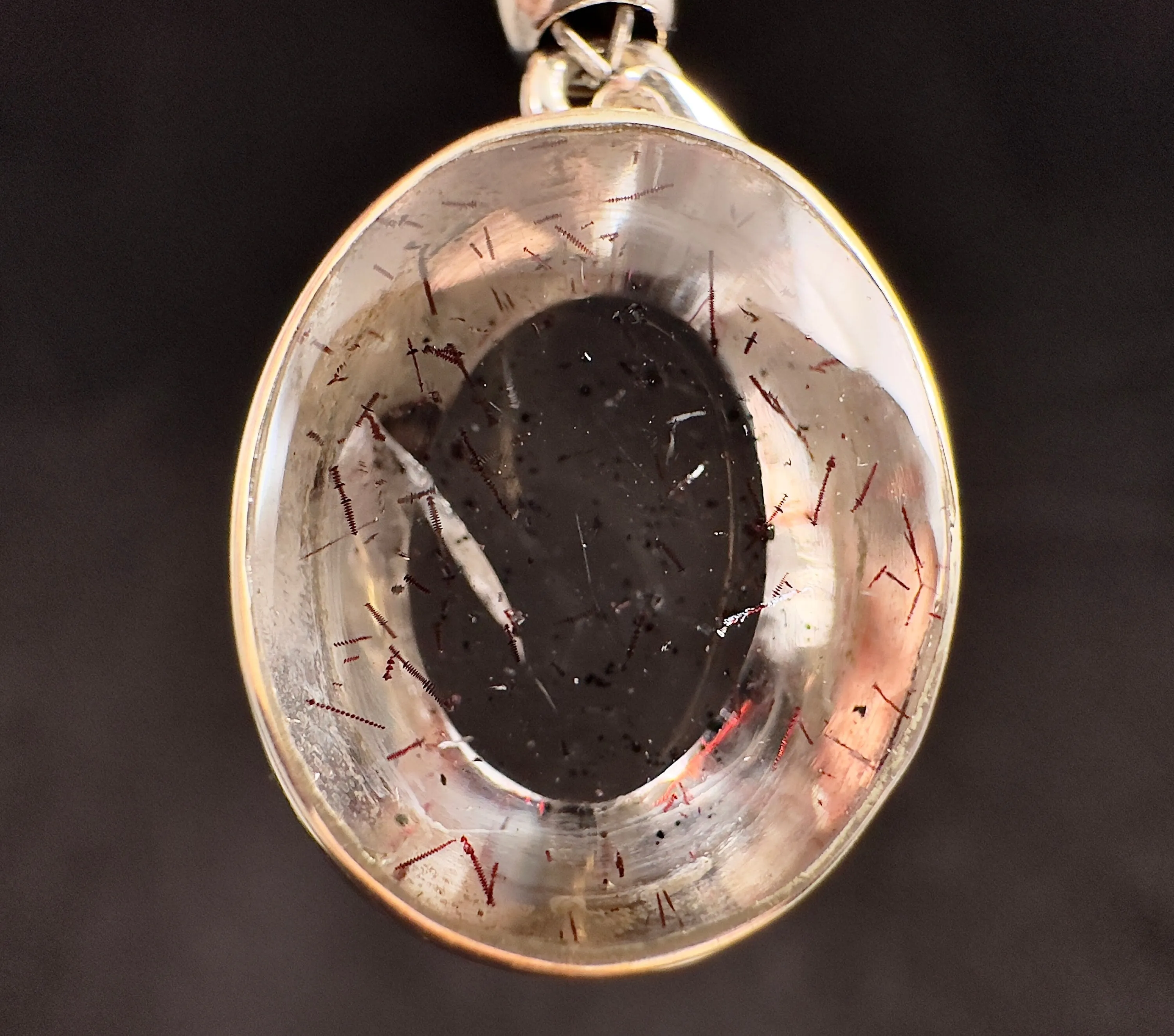 COVELLITE Crystal Pendant - Rare Pink FIRE QUARTZ Crystal with a Polished Finish Set in an Open Back Sterling Silver Bezel, 53865