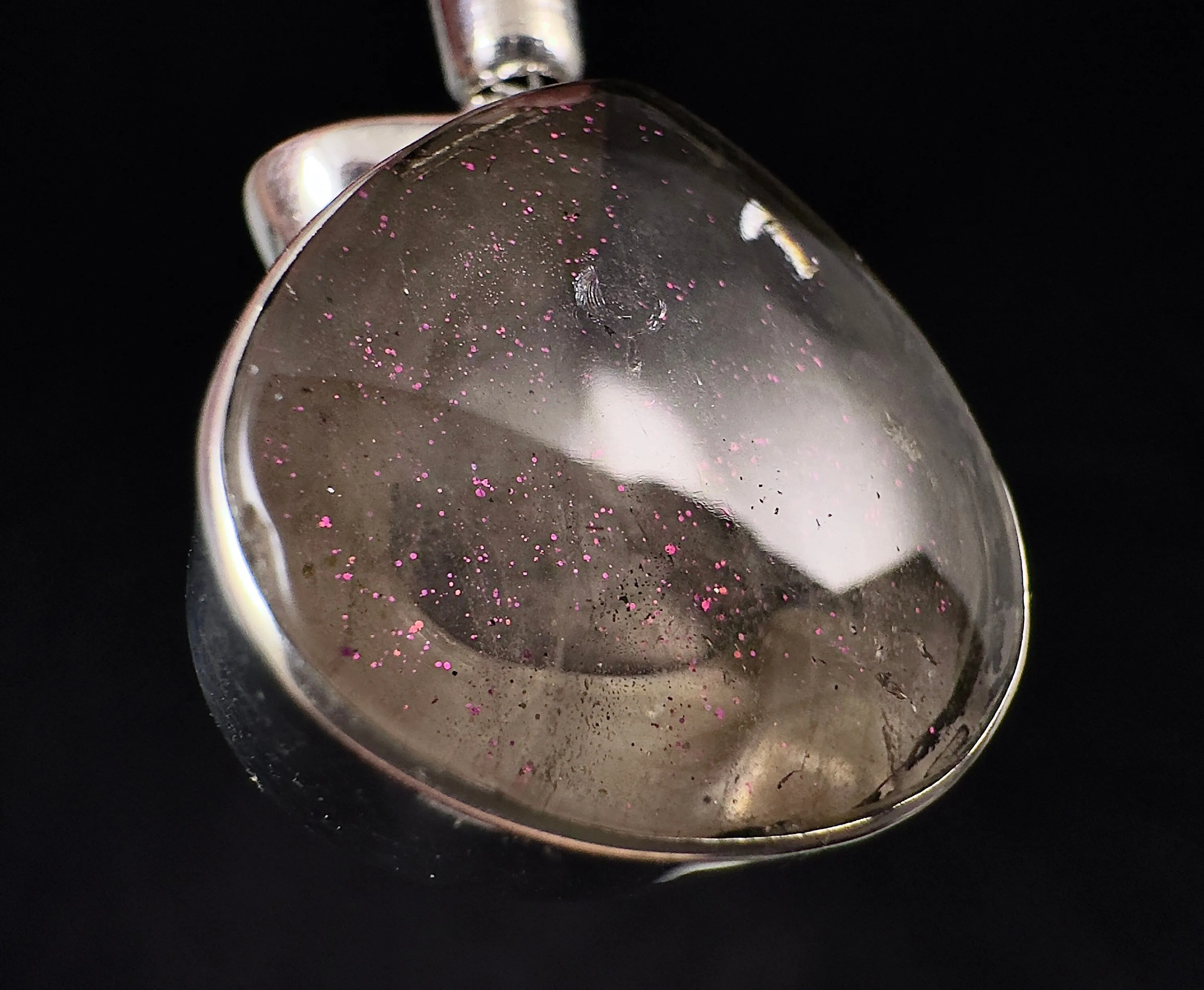 COVELLITE Pink Fire Quartz Crystal Pendant - Handmade Jewelry, Healing Crystals and Stones, 53337