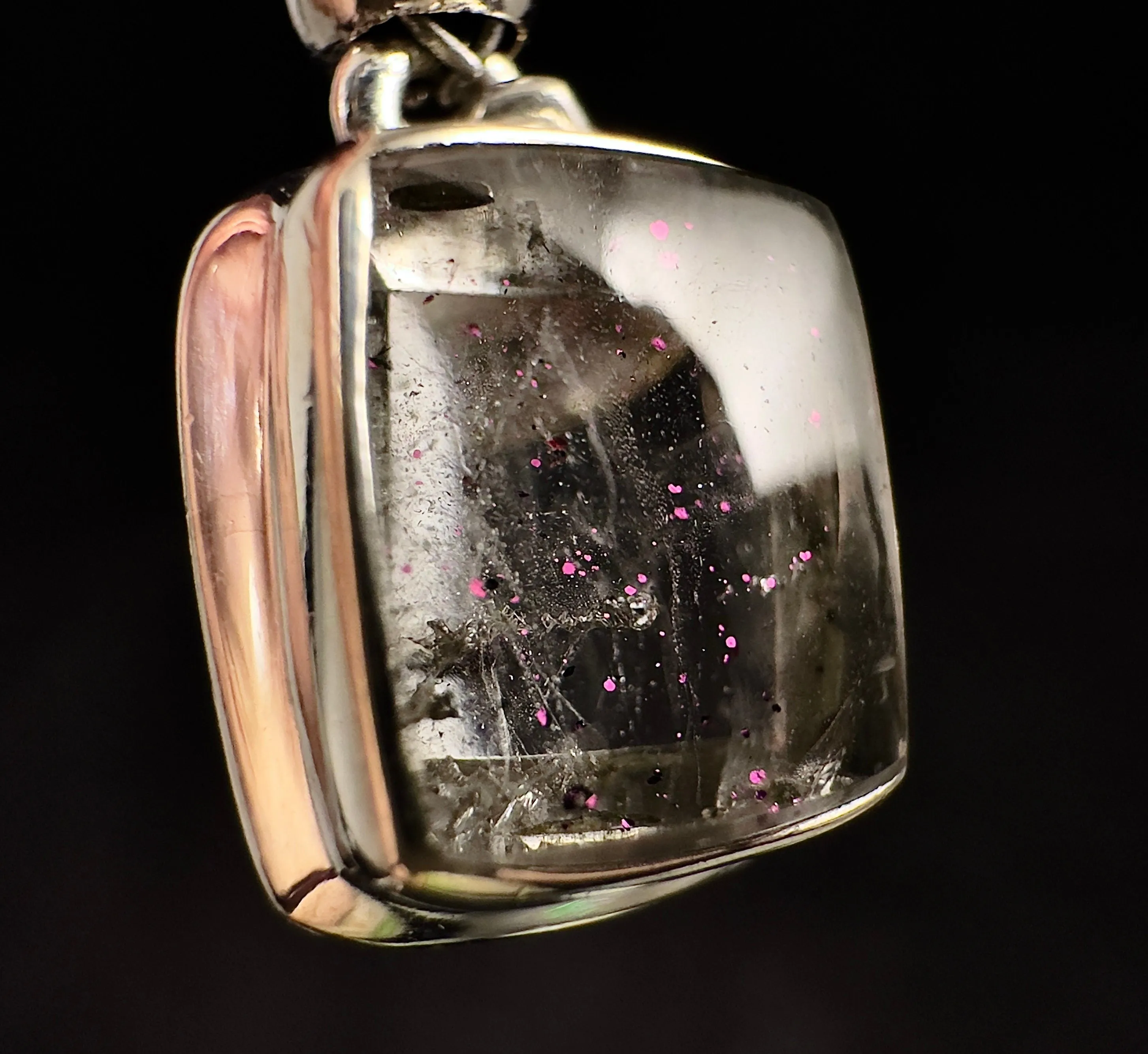 COVELLITE Pink Fire Quartz Crystal Pendant - Handmade Jewelry, Healing Crystals and Stones, 53357