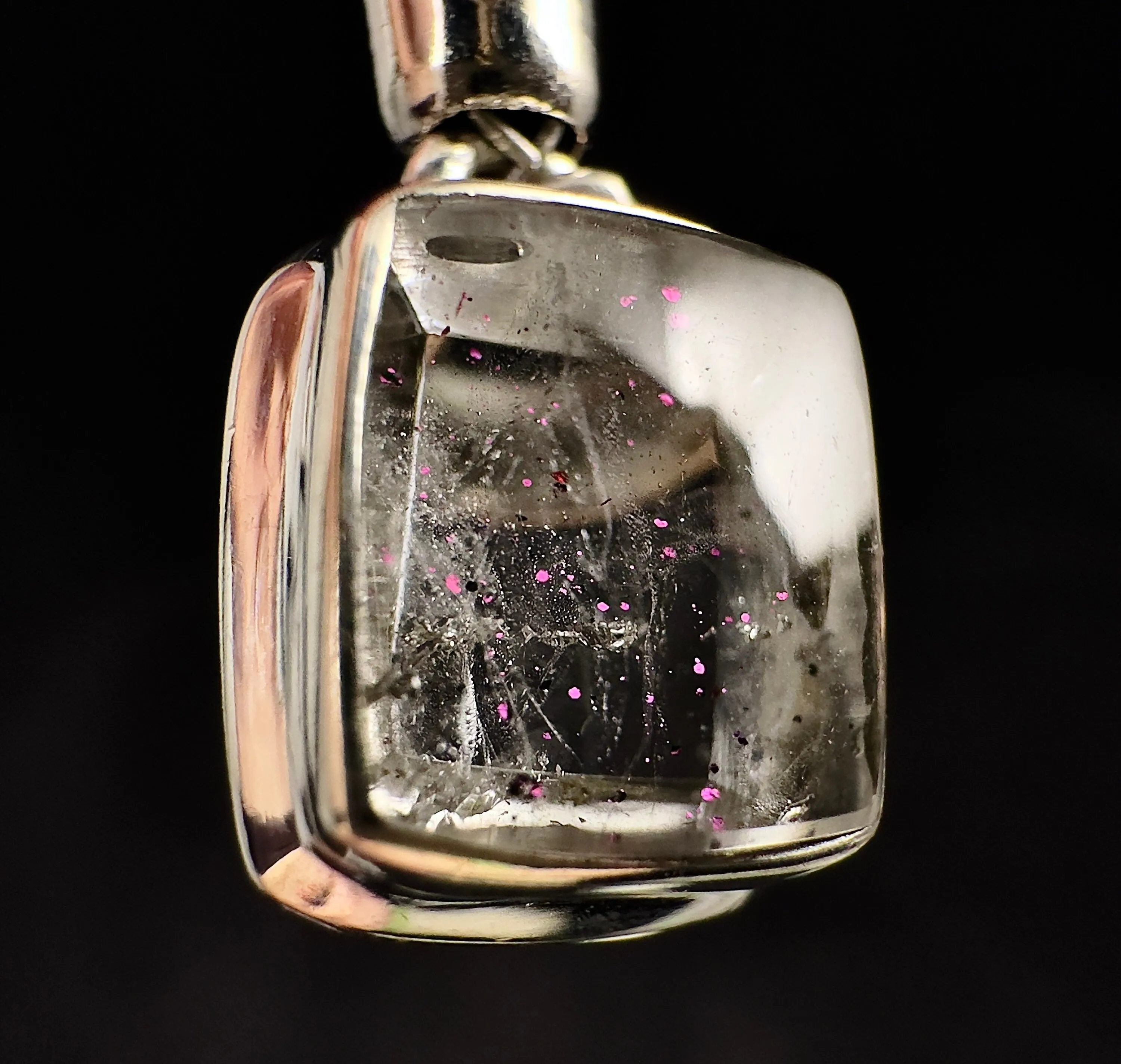 COVELLITE Pink Fire Quartz Crystal Pendant - Handmade Jewelry, Healing Crystals and Stones, 53357