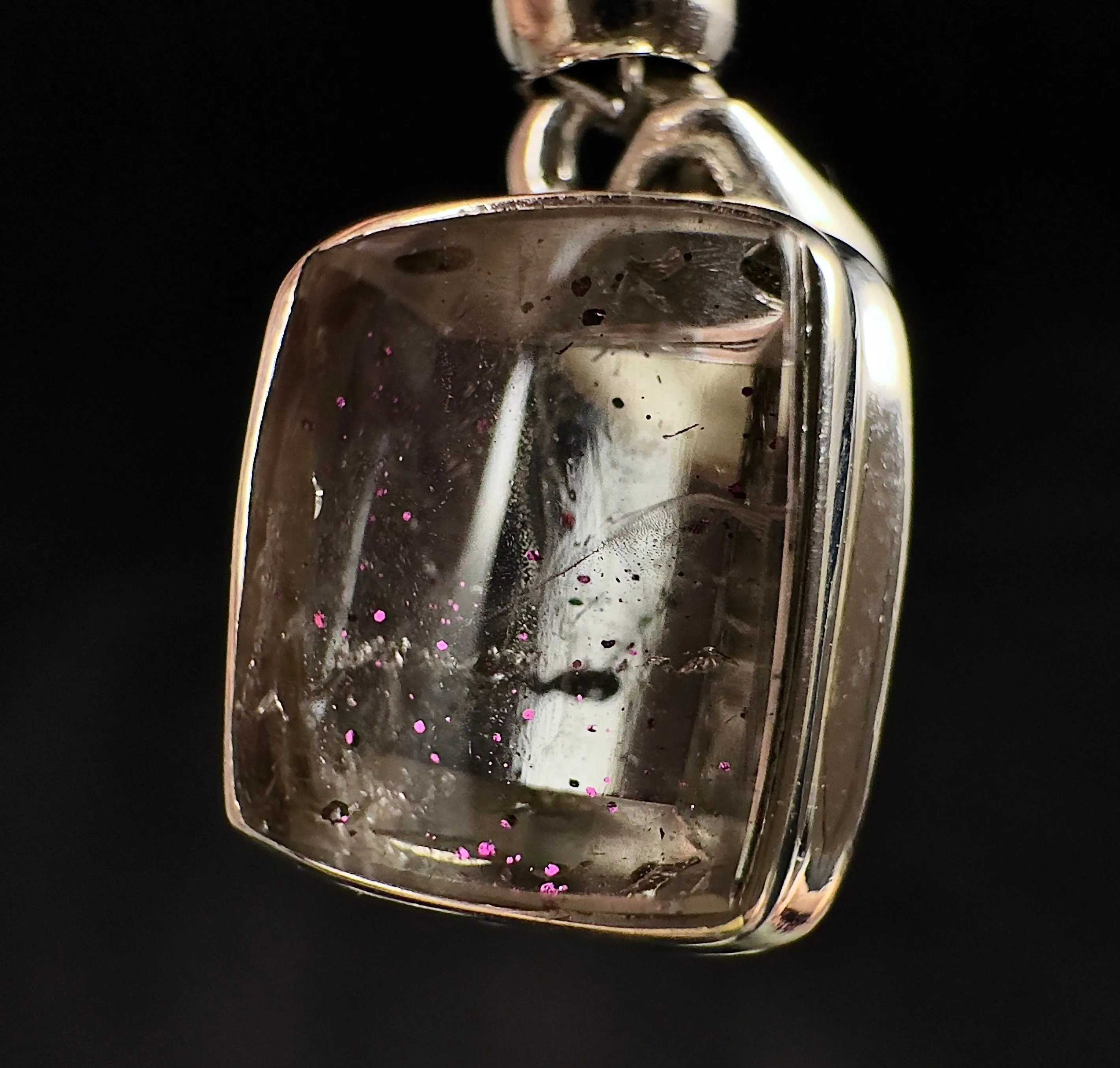 COVELLITE Pink Fire Quartz Crystal Pendant - Handmade Jewelry, Healing Crystals and Stones, 53357