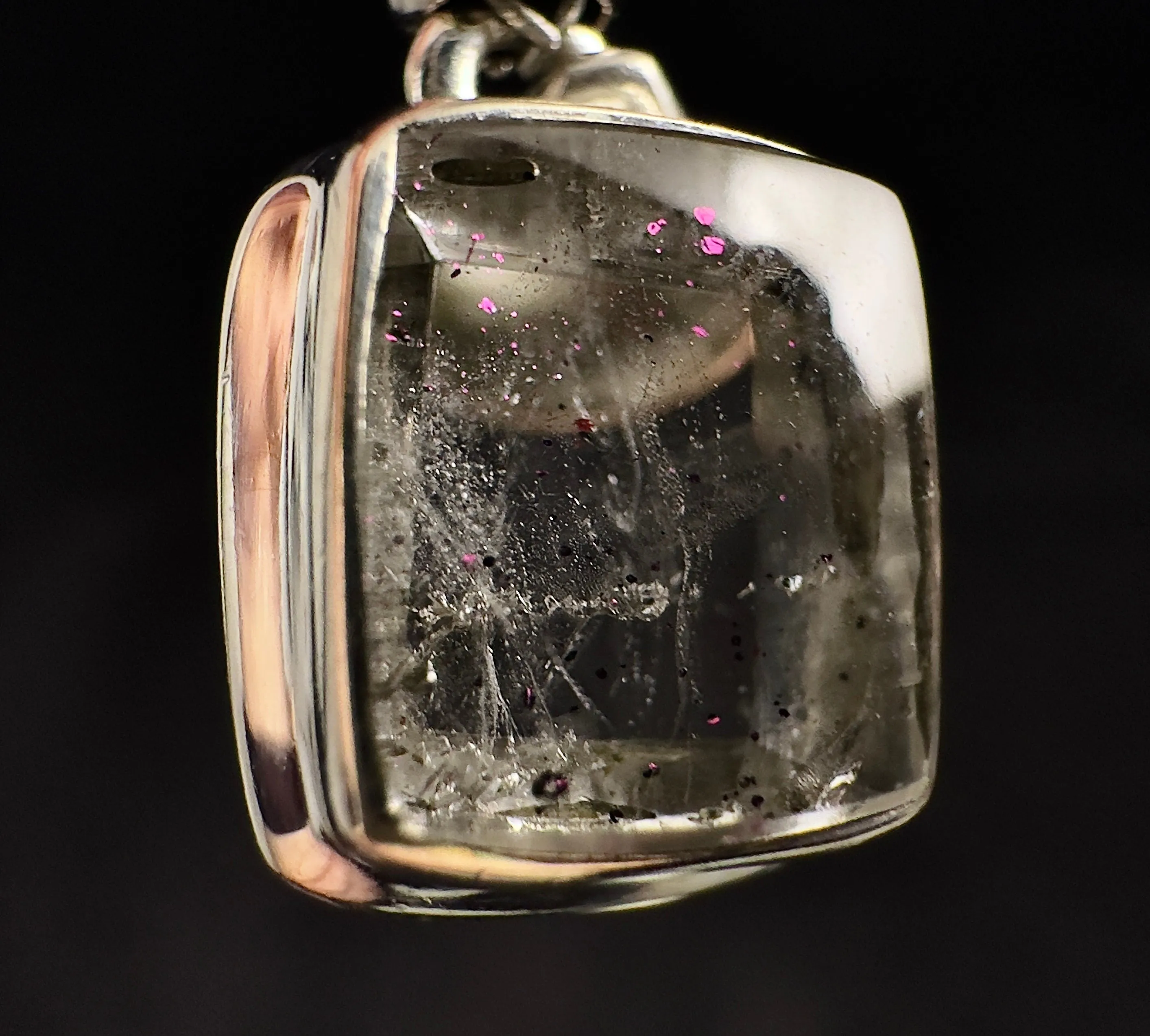 COVELLITE Pink Fire Quartz Crystal Pendant - Handmade Jewelry, Healing Crystals and Stones, 53357