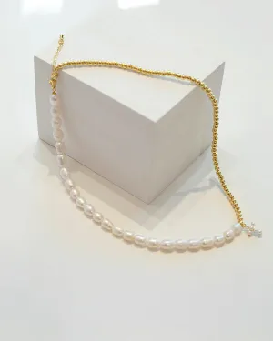 Cross Fresh Water Pearl Gold Plated Necklace