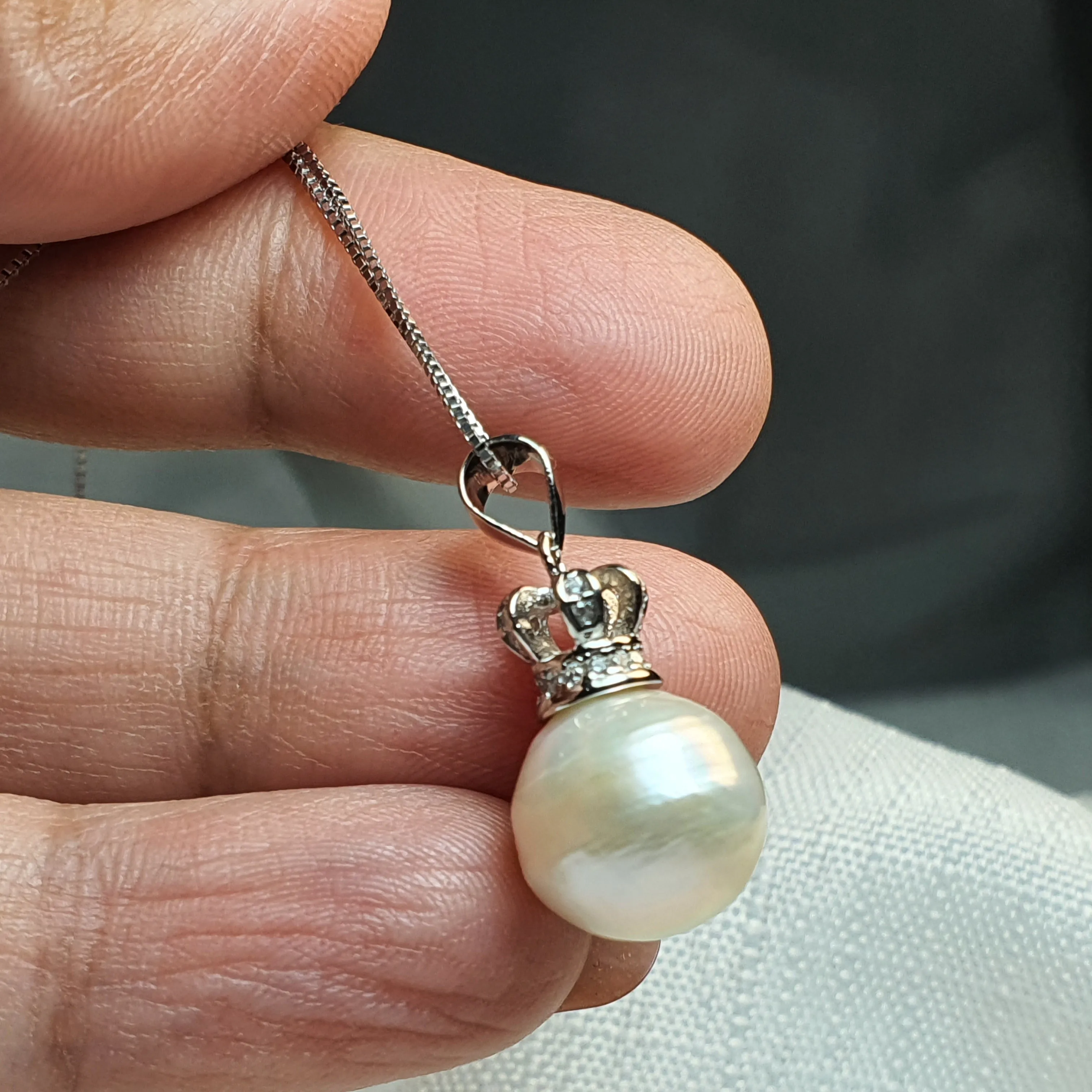 Crown Edison Baroque Pearl Necklace, Sterling Silver