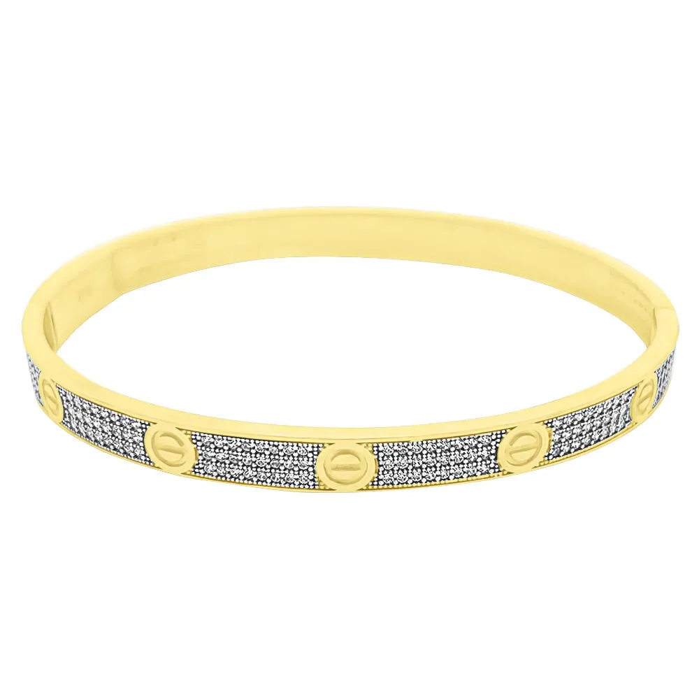 CZ Flathead 10K Gold Women's Bangle