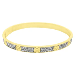 CZ Flathead 10K Gold Women's Bangle