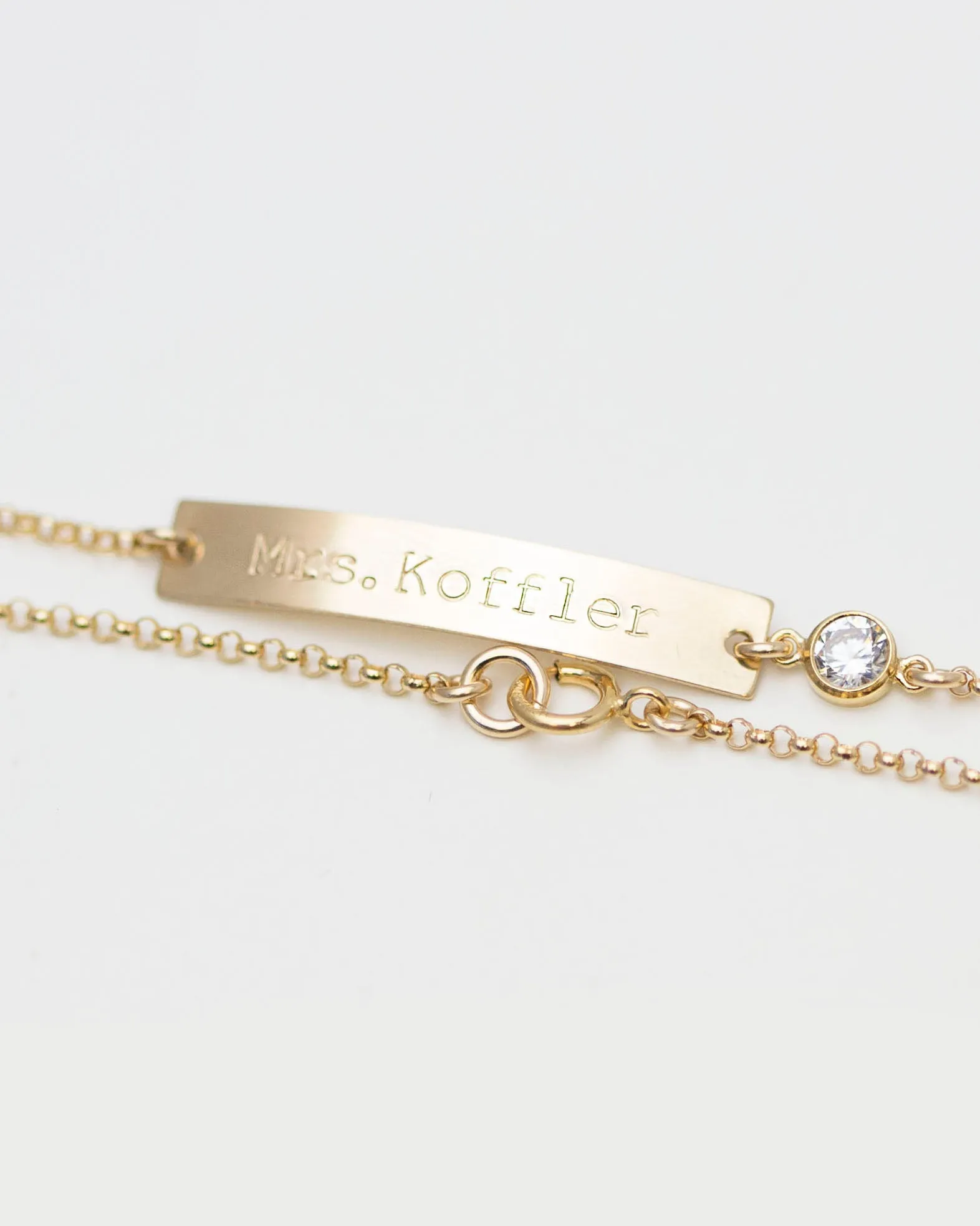 CZ Name Plate Bracelet with Custom Engraving