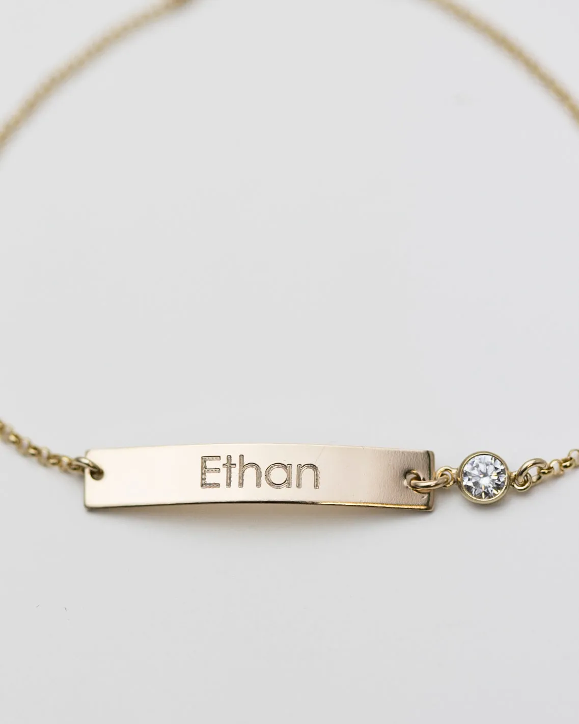 CZ Name Plate Bracelet with Custom Engraving