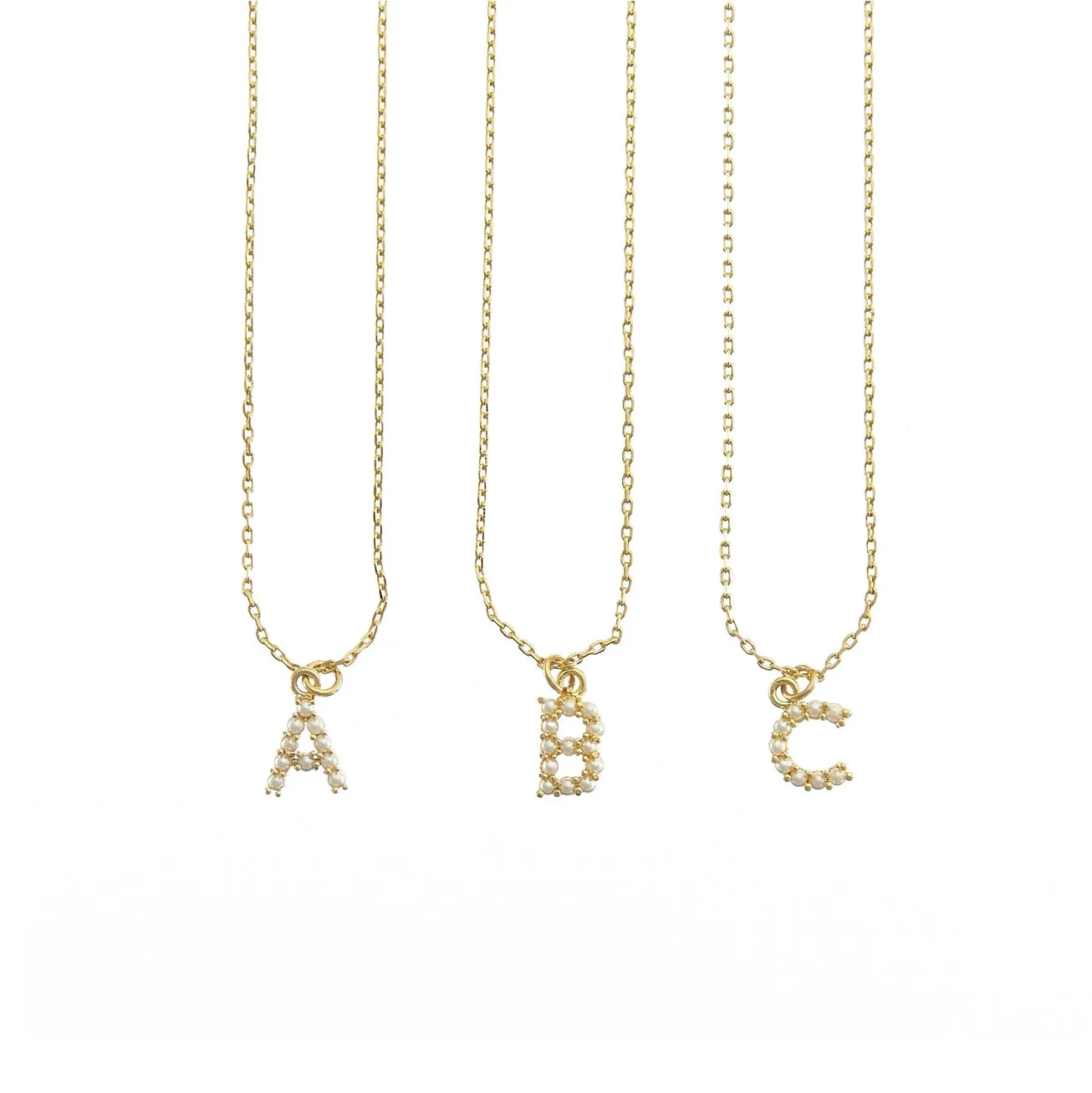 Dainty Love Pearl Initial Necklace