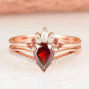 Dakota Garnet Ring Set- 14K Rose Gold Vermeil