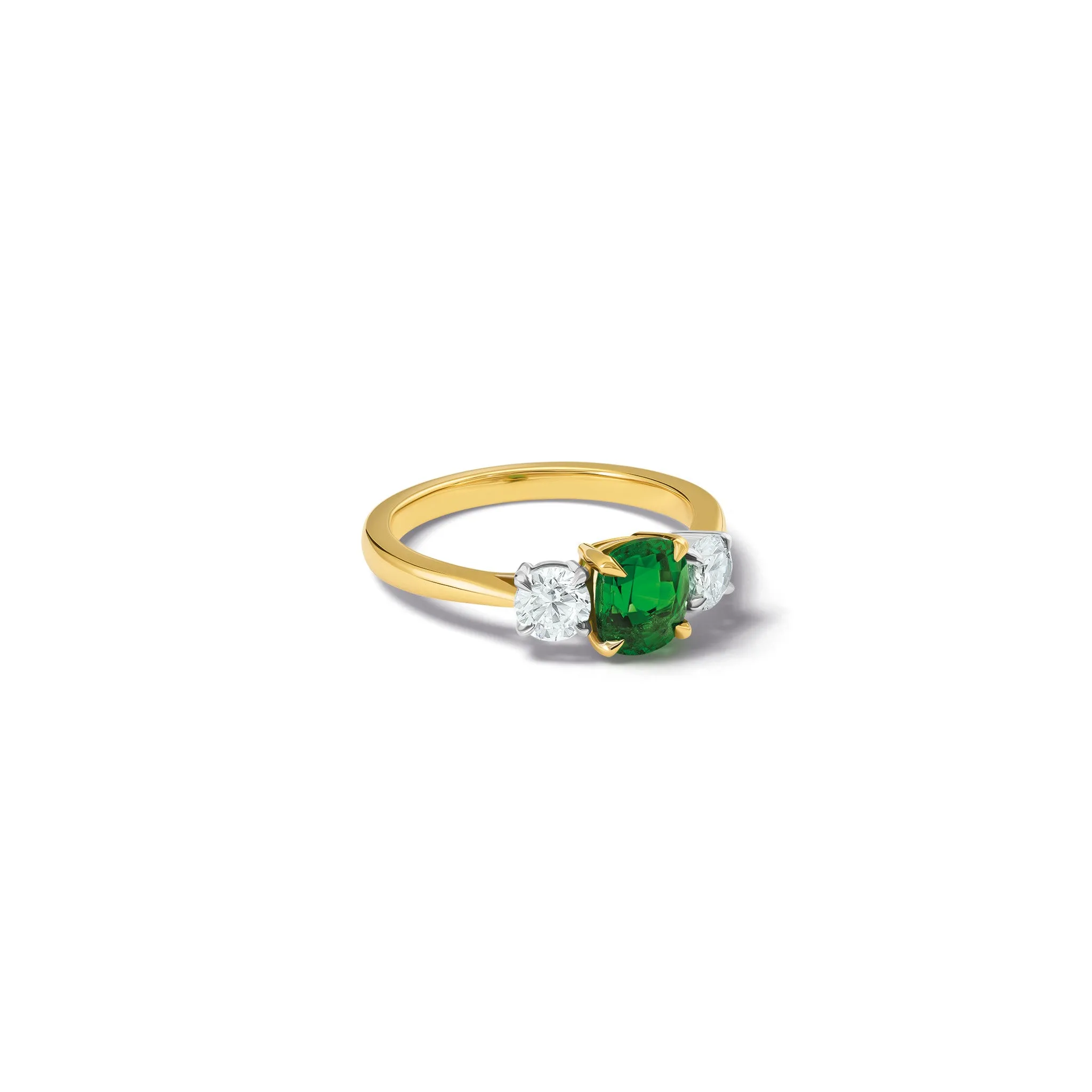 Delilah Engagement Ring 18ct White & Yellow Gold - Tsavorite Garnet & Diamond