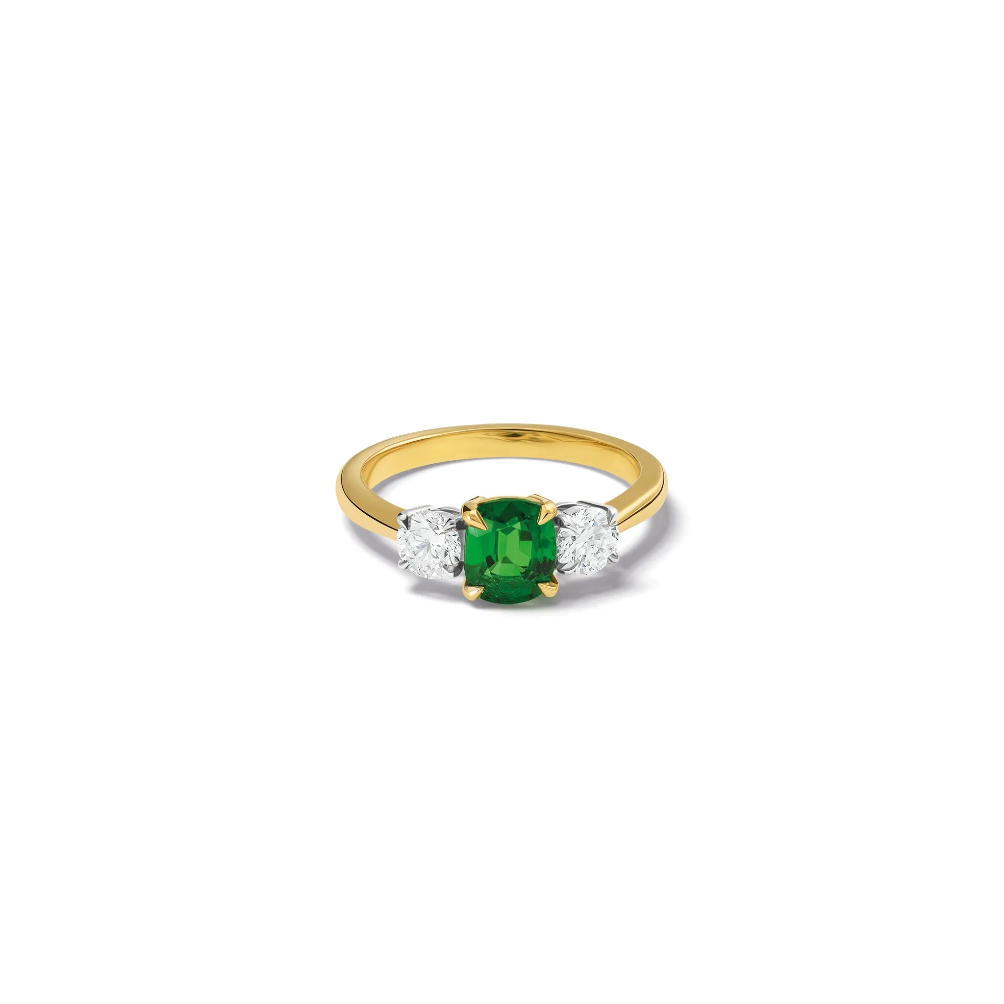 Delilah Engagement Ring 18ct White & Yellow Gold - Tsavorite Garnet & Diamond