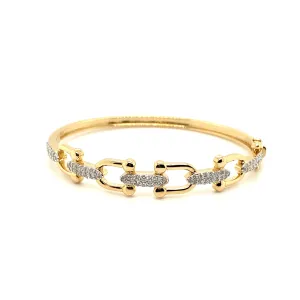 Diamond Barbell Link Hinged Bangle