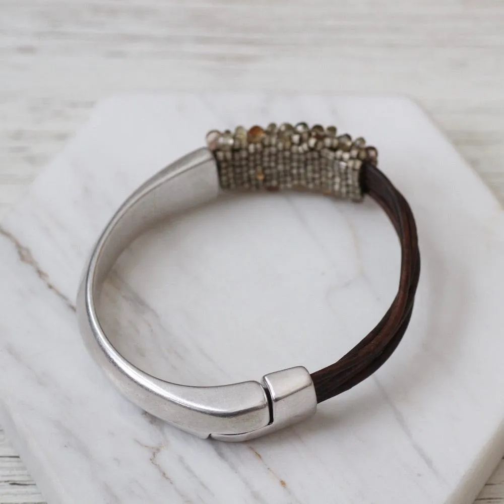 Earth Tone Zircon 1/2 Cuff Bracelet