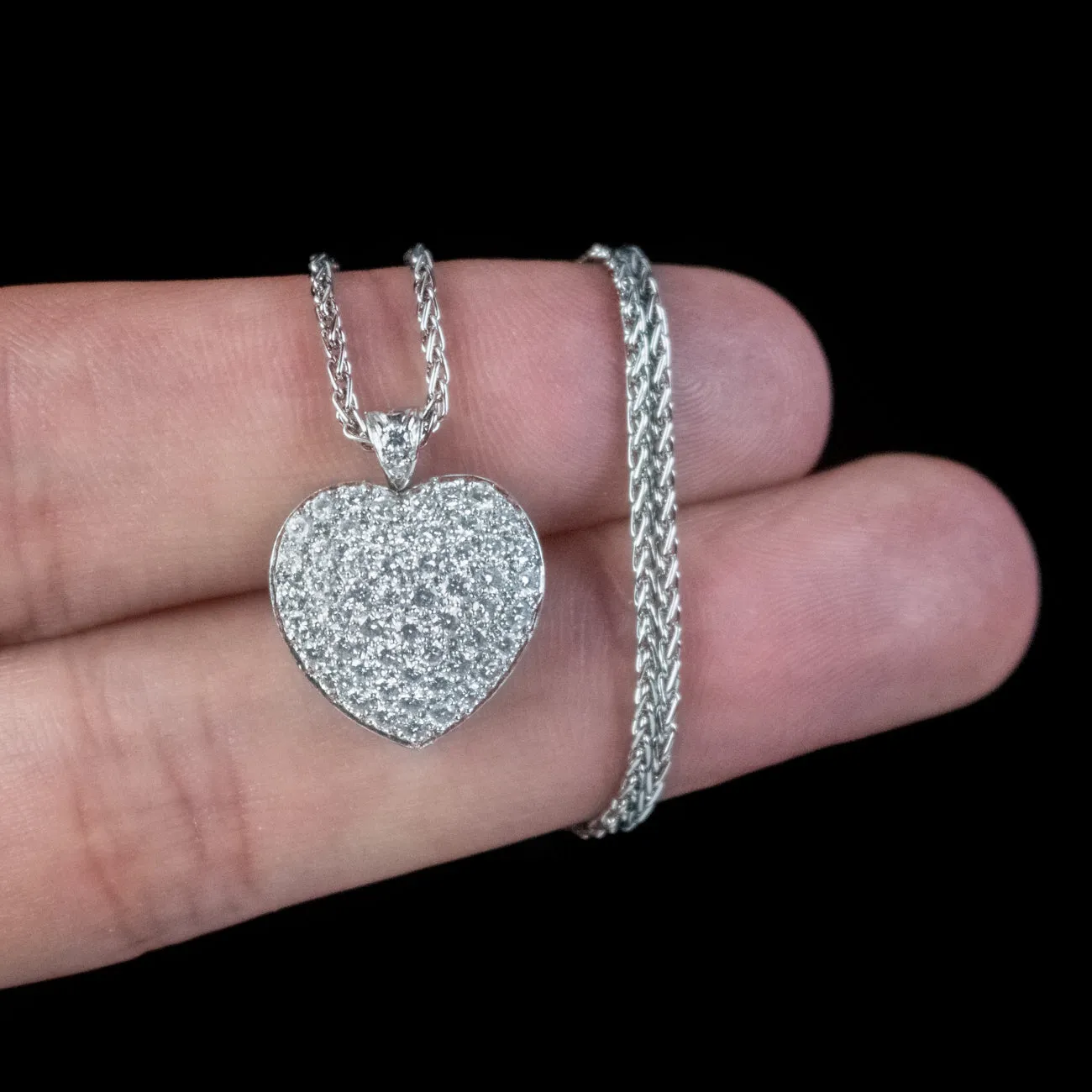 Edwardian Style Diamond Heart Pendant Necklace 3ct Of Diamond