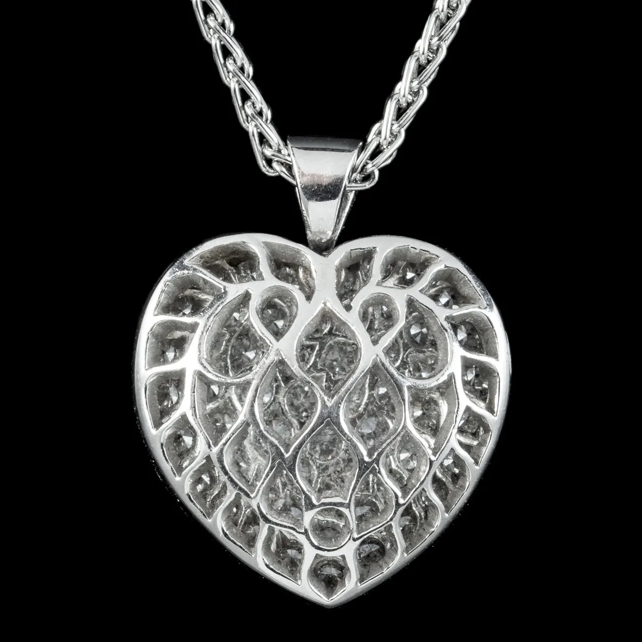 Edwardian Style Diamond Heart Pendant Necklace 3ct Of Diamond