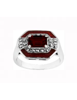 Emerald Cut Garnet Ring