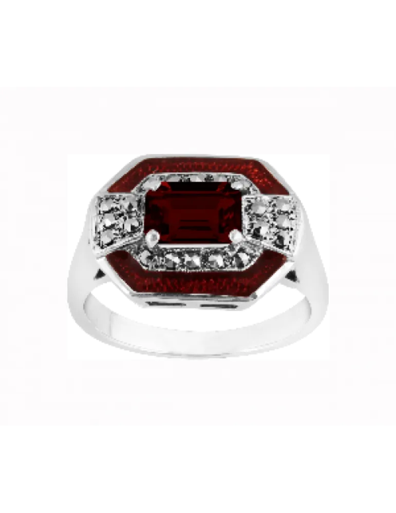 Emerald Cut Garnet Ring