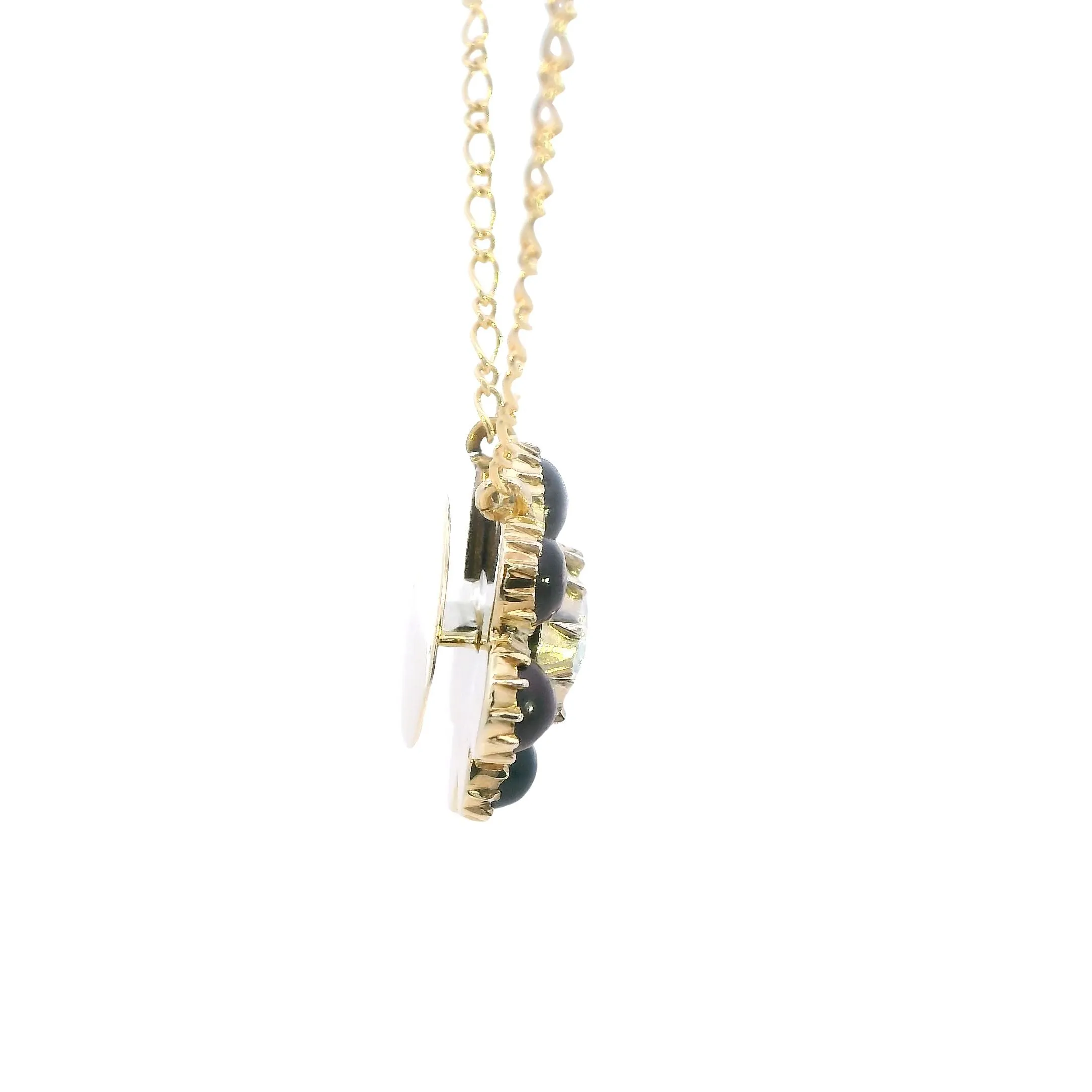 Enchanting 9ct Yellow Gold Aquamarine & Garnet Pendant with Chain