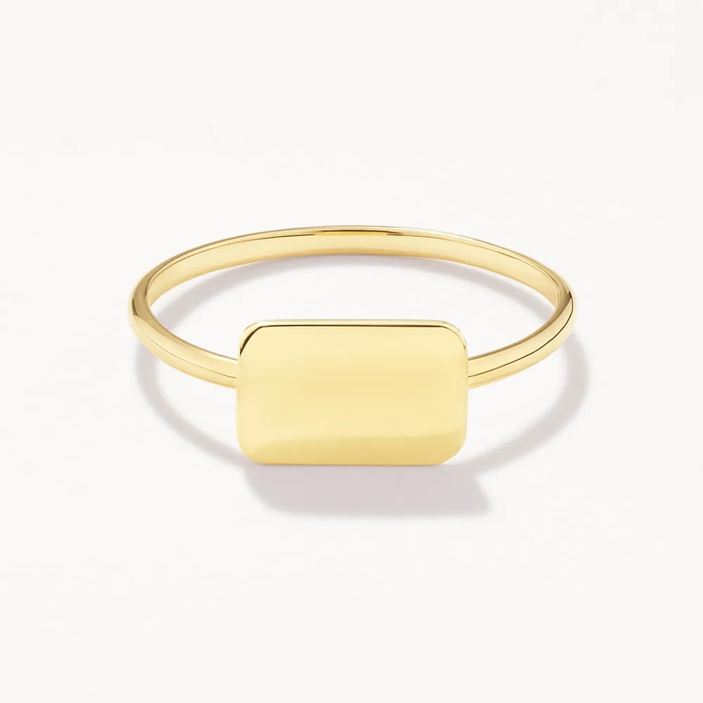 Engravable Rectangle Ring in 10k Gold