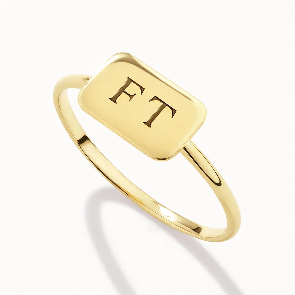 Engravable Rectangle Ring in 10k Gold