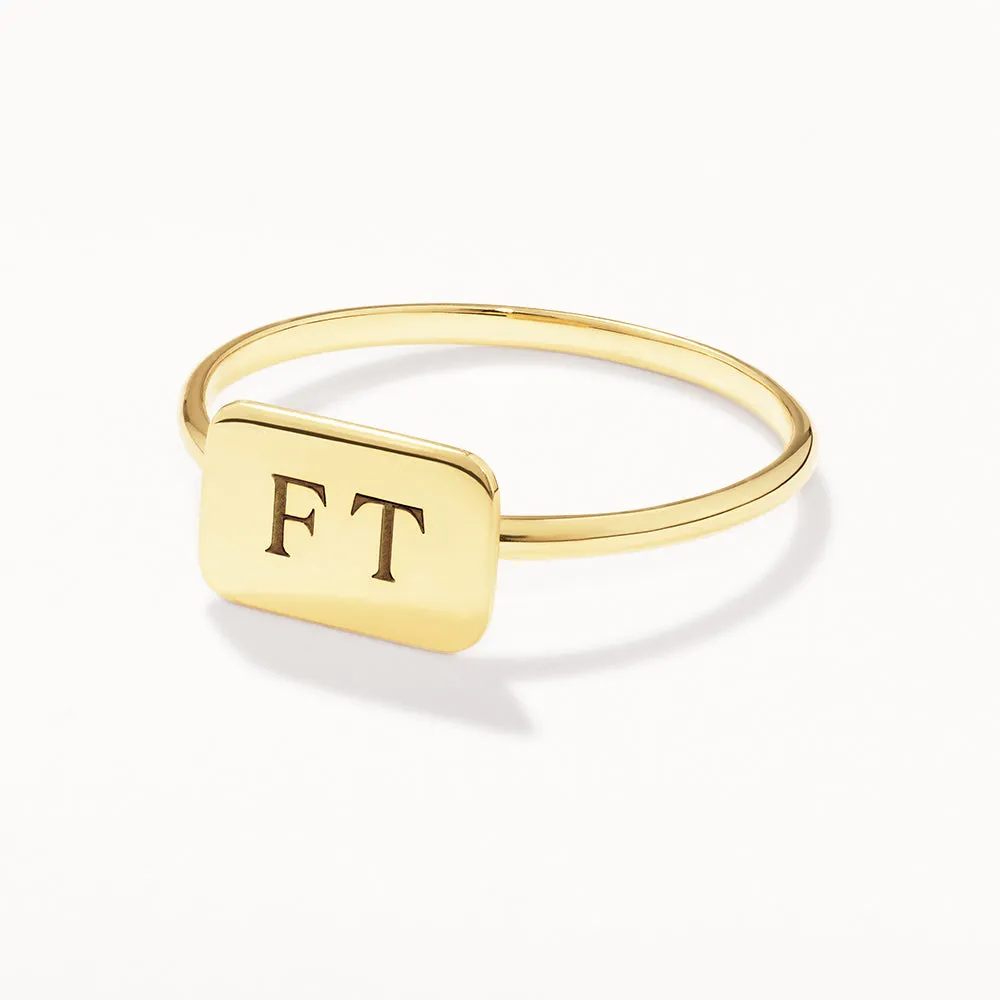 Engravable Rectangle Ring in 10k Gold