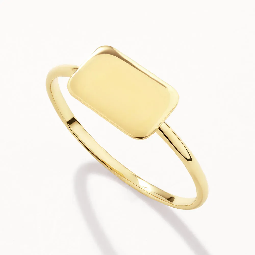 Engravable Rectangle Ring in 10k Gold