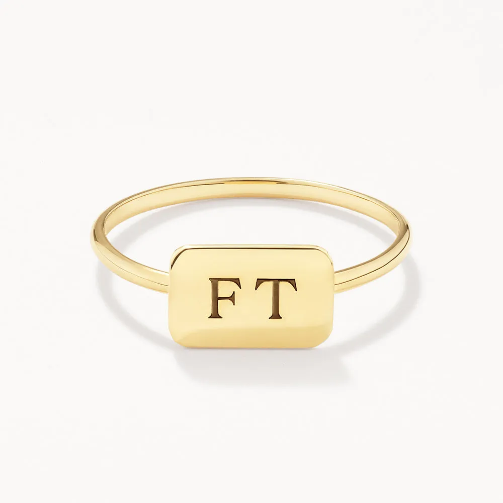 Engravable Rectangle Ring in 10k Gold