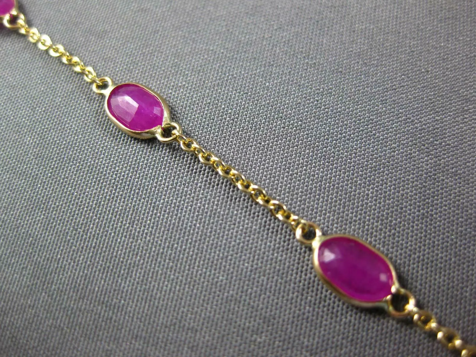 ESTATE 3.61CT RUBY 14K YELLOW GOLD 3D CLASSIC OVAL BY THE YARD LOVE FUN BRACELET