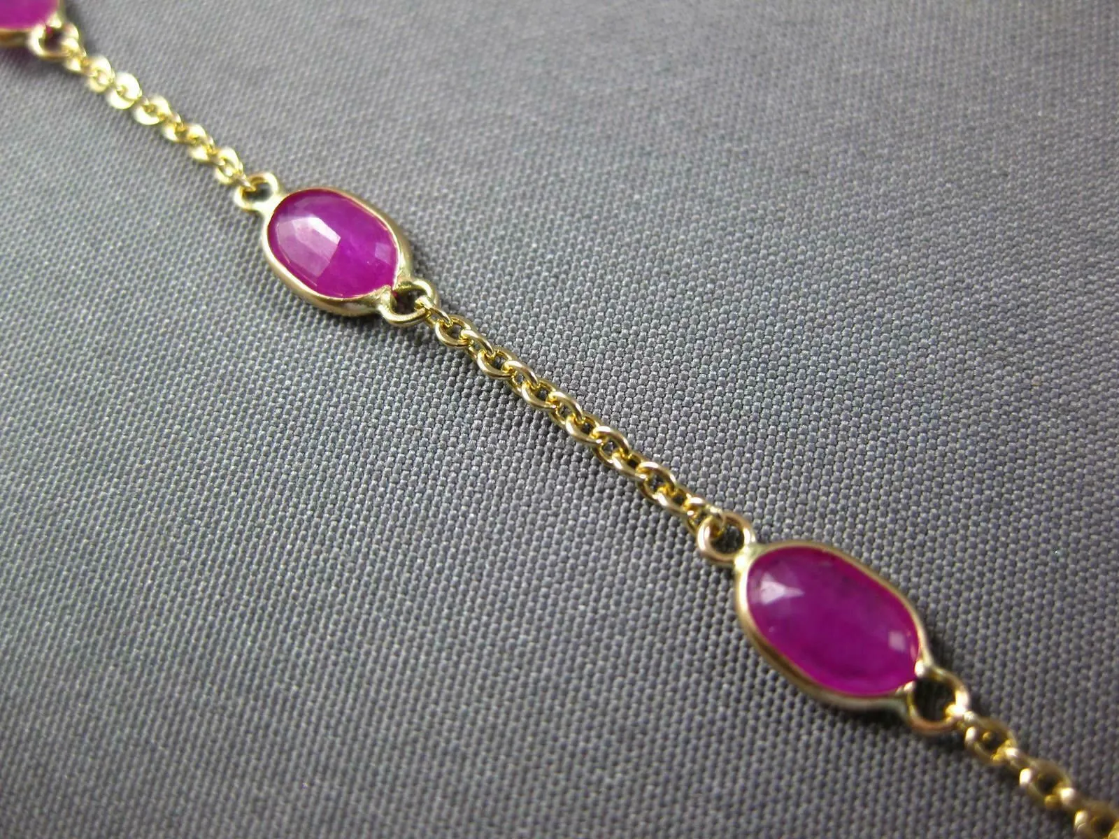 ESTATE 3.61CT RUBY 14K YELLOW GOLD 3D CLASSIC OVAL BY THE YARD LOVE FUN BRACELET